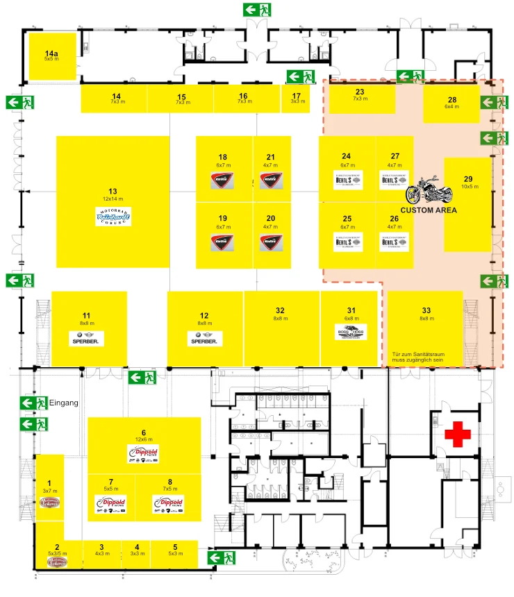 Lageplan der Stadthalle Lichtenfels zur Motorradmesse Franken